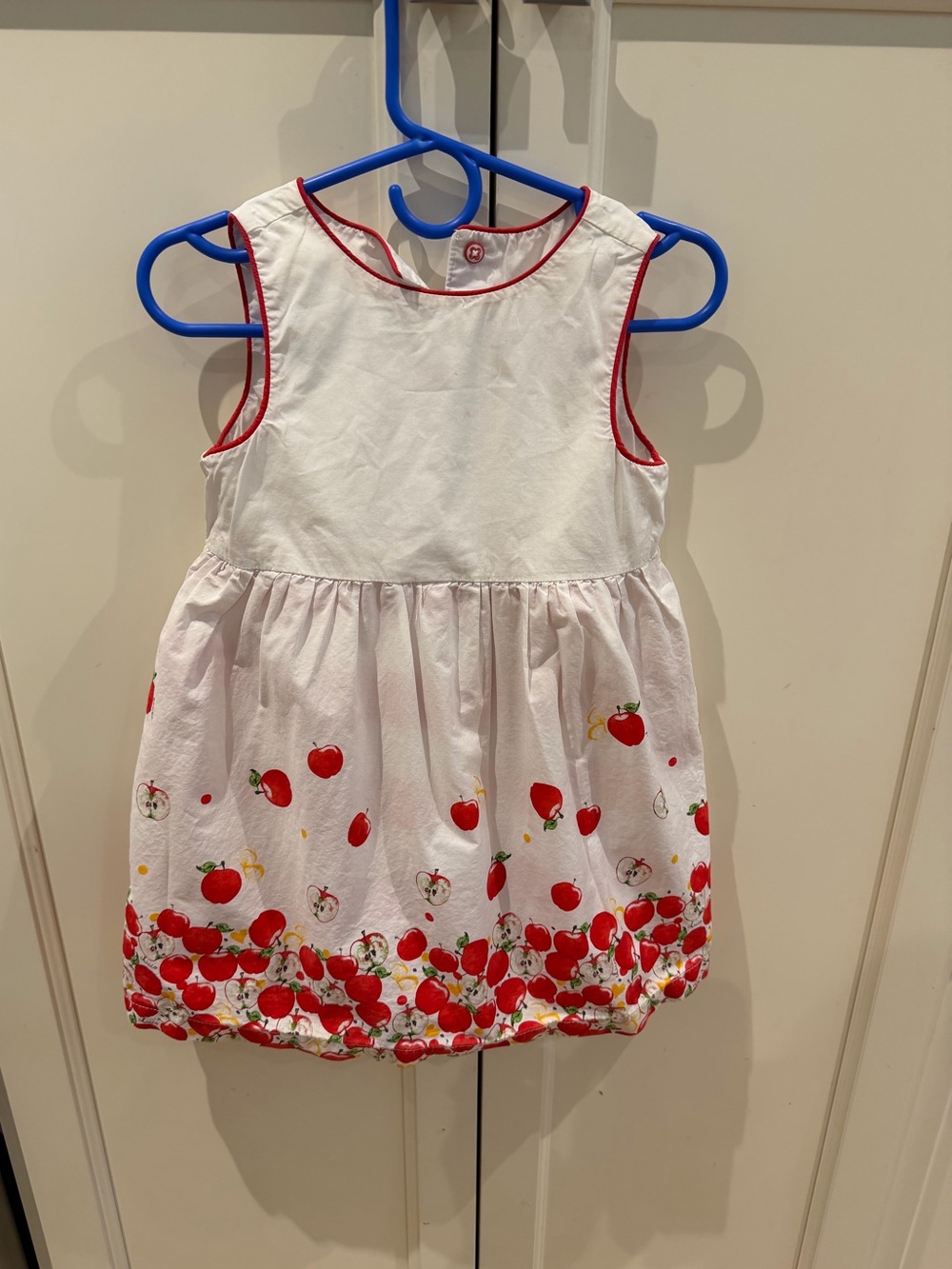 My first chicco 2t White Dress with Red Apple Print 2t